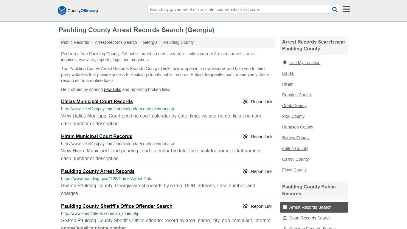 Paulding County Arrest Records Search (Georgia) - County Office
